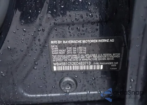 2014 BMW 535I z USA, uszkodzony, nr VIN WBA5B1C52ED483713